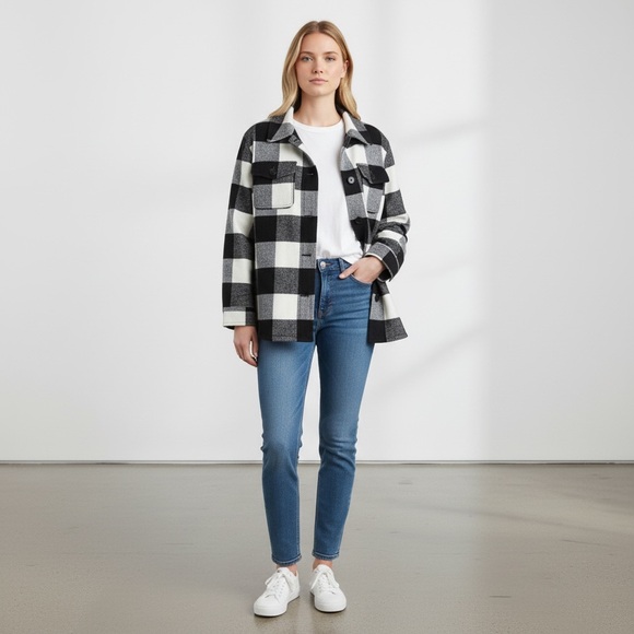 NWT TALBOTS Black and White Plaid Jacket - Picture 2 of 10